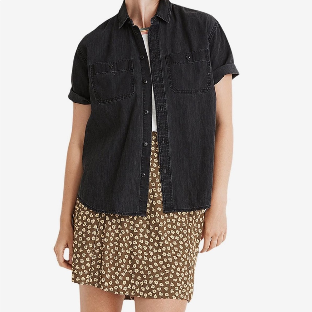 NWT Madewell black denim button up shirt!